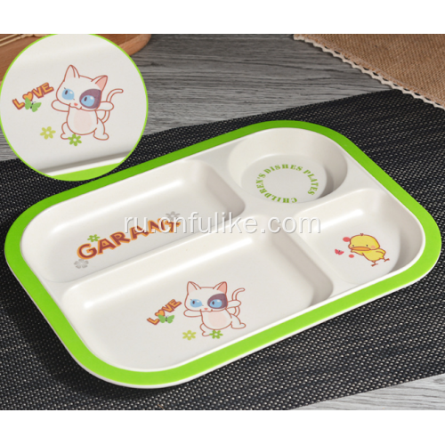 Бамбуковая пластиковая тарелка для детей